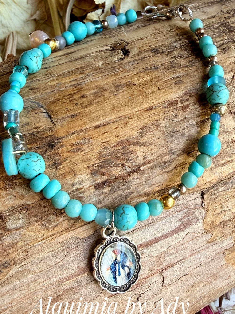 Dainty baroque pearl and turquoise Bracelet